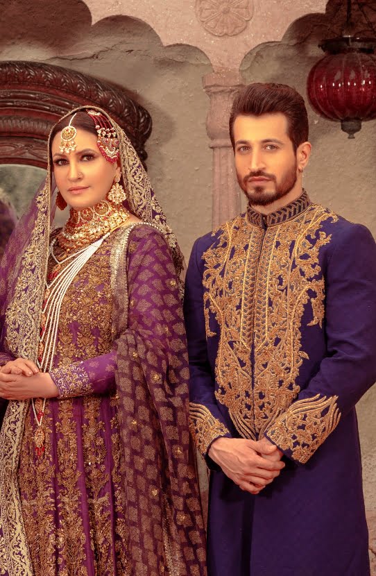 Purple Zardozi Raw Silk Gown (3-Piece) - Image 4