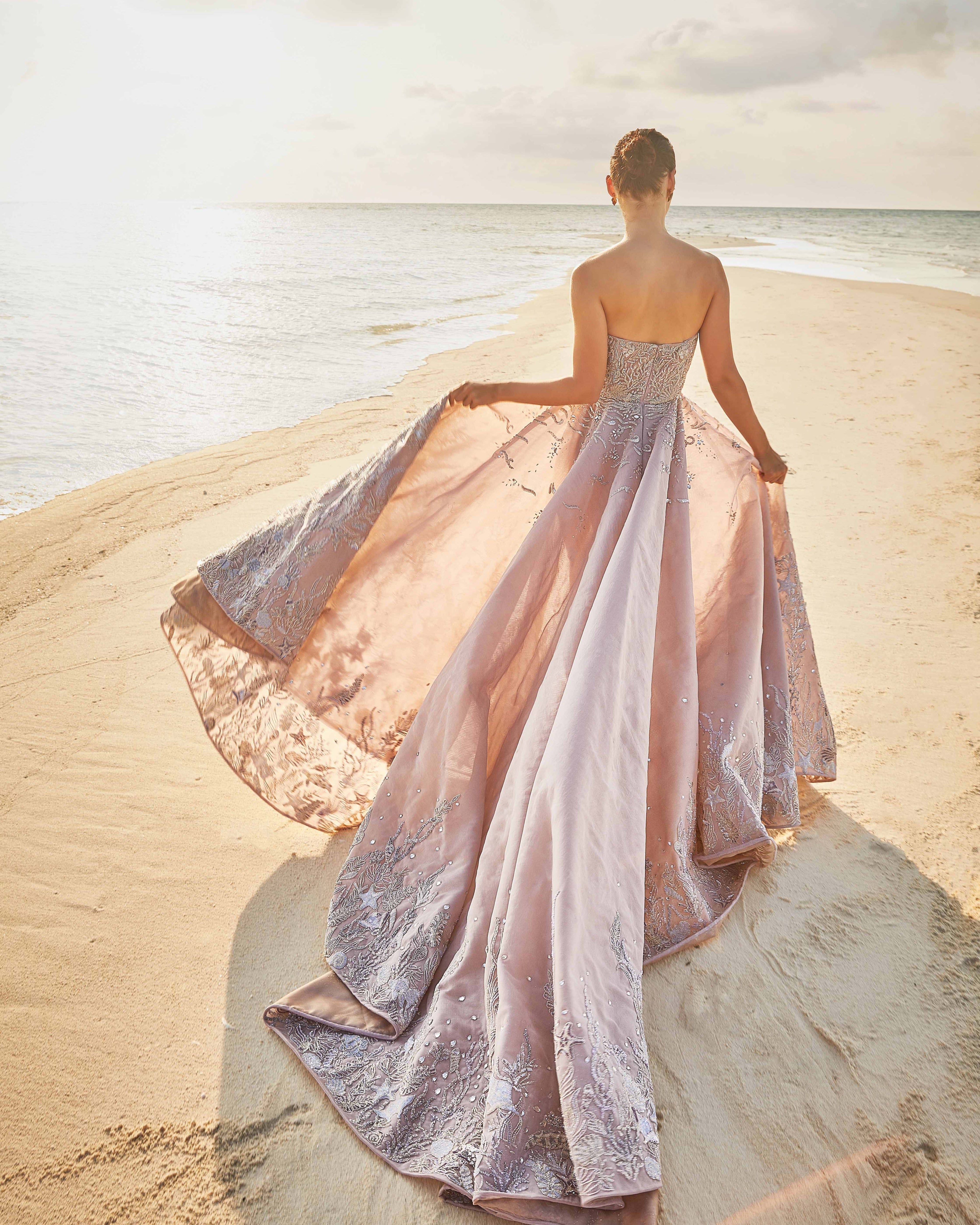 Indian Lilac Embellished Silk Organza Gown (1-Pc) - Image 2