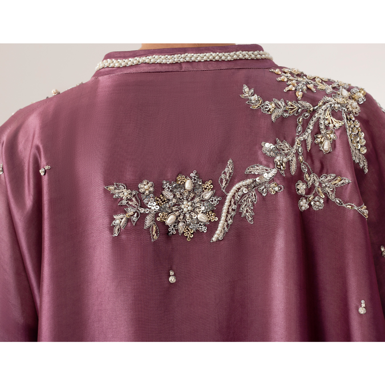 Viola Purple Hand-Embellished Silk Kaftan (2-Piece) - Image 5