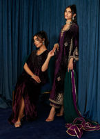 Deep Amethyst Hand-Embroidered Velvet Kaftan (1-Pc) - Image 7