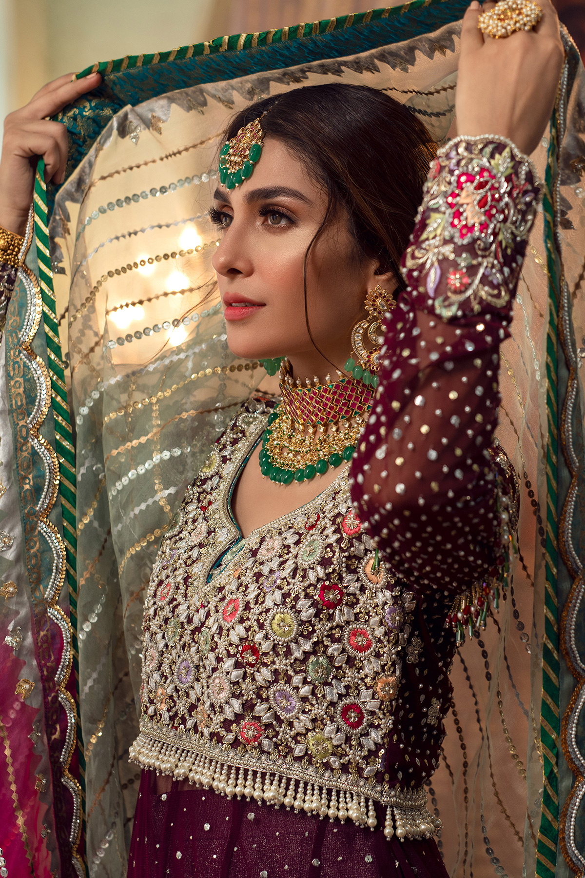 Deep Purple Kaamdani Net Kalidar Dress (2-Piece) - Image 2