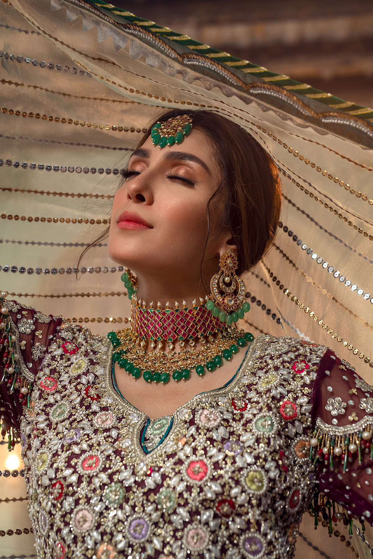 Deep Purple Kaamdani Net Kalidar Dress (2-Piece) - Image 6