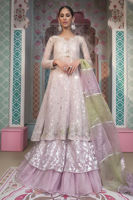 Pakistani Lavender Embellished Organza Kalidaar Dress (3-Piece) - Image 2
