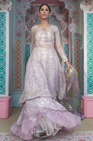 Pakistani Lavender Embellished Organza Kalidaar Dress (3-Piece) - Image 3