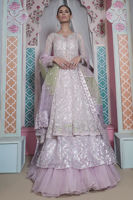 Pakistani Lavender Embellished Organza Kalidaar Dress (3-Piece) - Image 4
