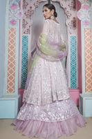 Pakistani Lavender Embellished Organza Kalidaar Dress (3-Piece) - Image 6