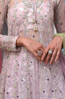 Pakistani Lavender Embellished Organza Kalidaar Dress (3-Piece) - Image 7