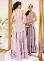 Lavender Embroidered Organza Hi-Lo Jacket & Tissue Kalidaar (2-Piece) - Image 10