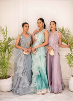 Lavender Embroidered Organza Hi-Lo Jacket & Tissue Kalidaar (2-Piece) - Image 11