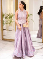 Lavender Embroidered Organza Hi-Lo Jacket & Tissue Kalidaar (2-Piece) - Image 3