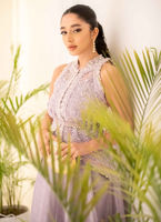 Lavender Embroidered Organza Hi-Lo Jacket & Tissue Kalidaar (2-Piece) - Image 9