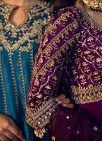 Pakistani Aubergine Hand-Embellished Raw Silk Kalidaar (2-Piece) - Image 6