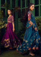 Pakistani Aubergine Hand-Embellished Raw Silk Kalidaar (2-Piece) - Image 7