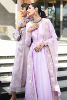 Pakistani Lilac Embroidered Raw Silk Kalidar (3-Piece) - Image 10