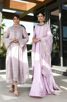 Pakistani Lilac Embroidered Raw Silk Kalidar (3-Piece) - Image 12