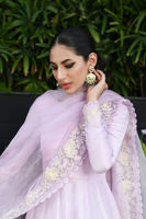 Pakistani Lilac Embroidered Raw Silk Kalidar (3-Piece) - Image 9