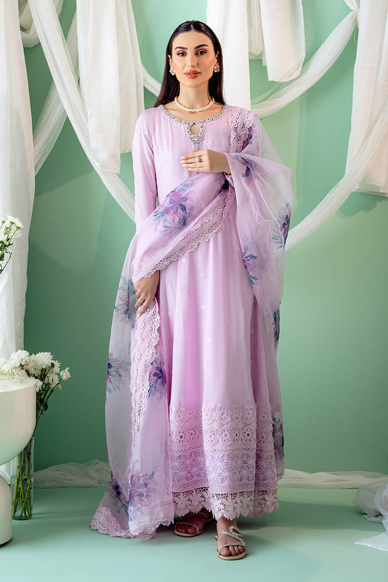Lavender Embroidered Silk Kalidaar Dress (2-Piece) - Image 1