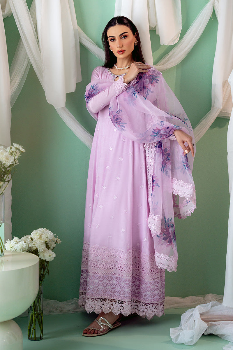 Lavender Embroidered Silk Kalidaar Dress (2-Piece) - Image 2
