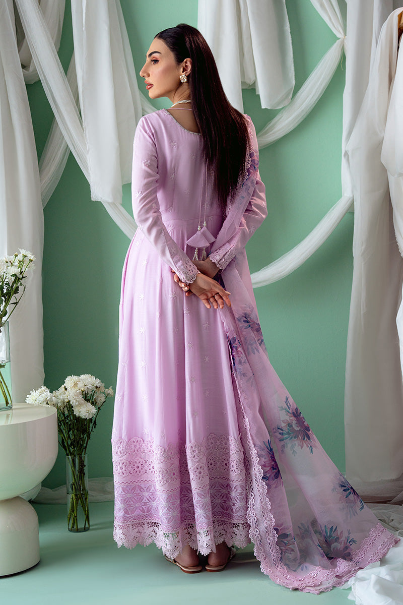 Lavender Embroidered Silk Kalidaar Dress (2-Piece) - Image 3