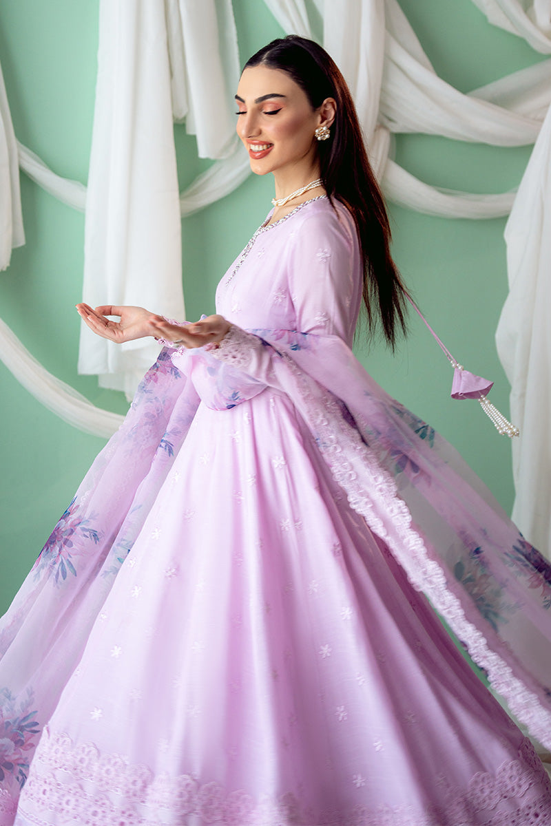 Lavender Embroidered Silk Kalidaar Dress (2-Piece) - Image 7