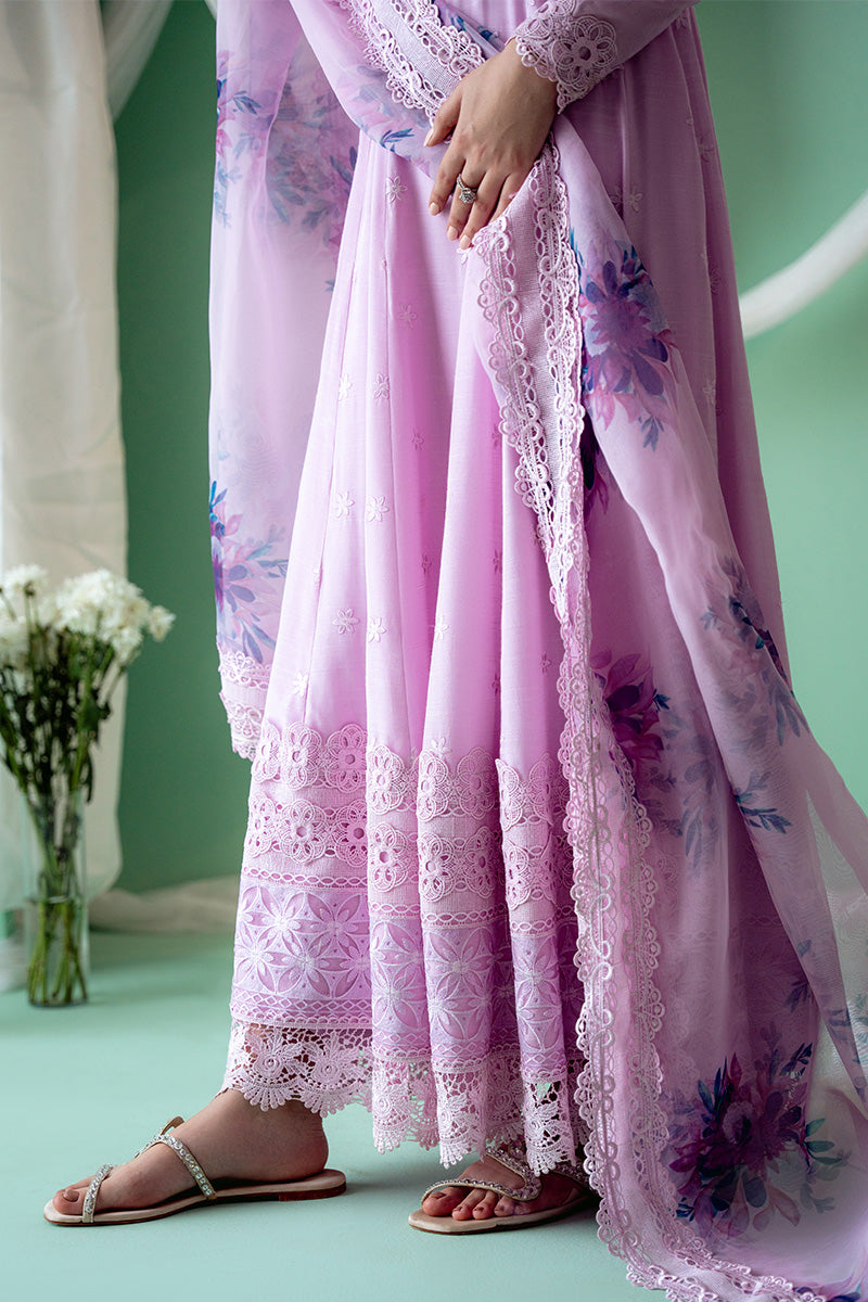Lavender Embroidered Silk Kalidaar Dress (2-Piece) - Image 8