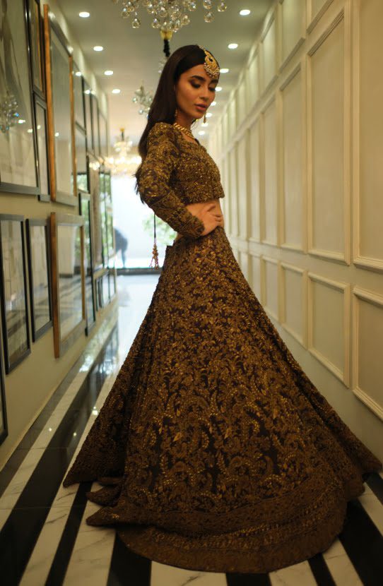 Deep Purple Embroidered Silk & Chiffon Lehenga Choli (3-Piece) - Image 2