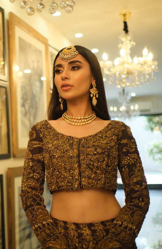 Deep Purple Embroidered Silk & Chiffon Lehenga Choli (3-Piece) - Image 3