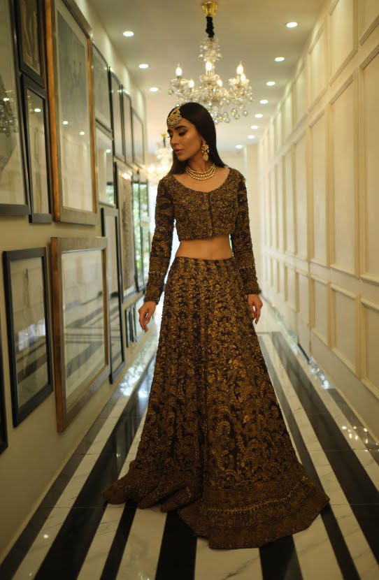 Deep Purple Embroidered Silk & Chiffon Lehenga Choli (3-Piece) - Image 4