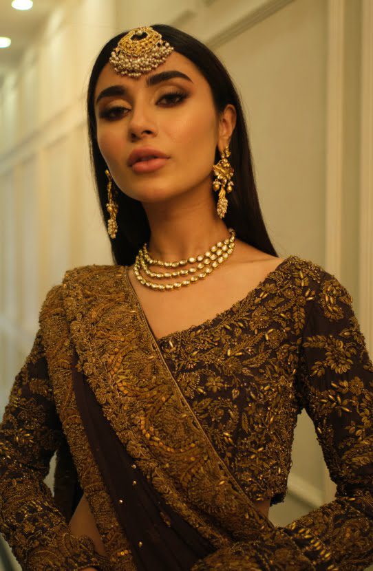 Deep Purple Embroidered Silk & Chiffon Lehenga Choli (3-Piece) - Image 6