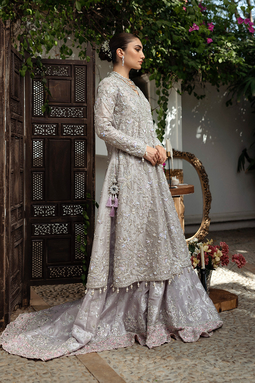 Lilac Zari Cotton Bridal Shirt with Jamavaar Lehenga (3-Piece) - Image 7