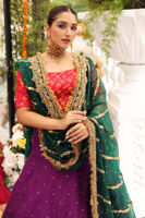 Pakistani Pansy Purple Embroidered Silk-Blend Lehenga (3-Piece) - Image 4