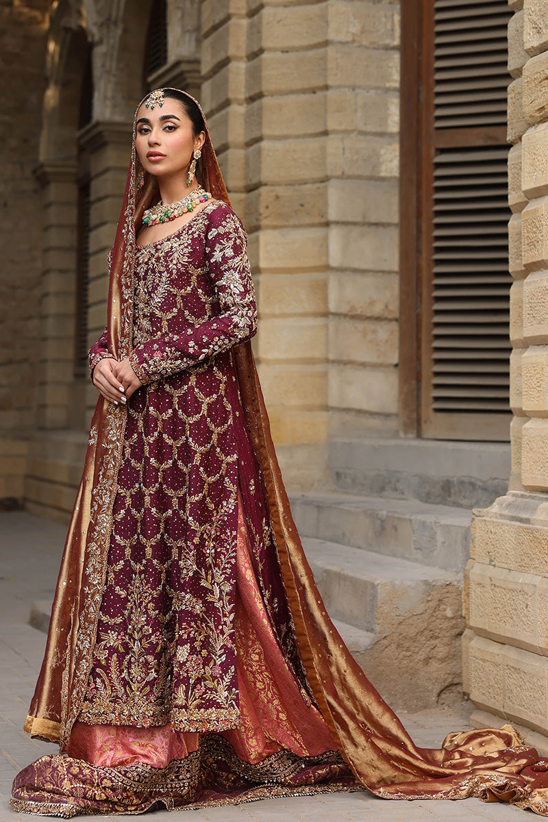 Indian Plum Zardozi Silk Net Bridal Lehenga (3-Piece) - Image 1