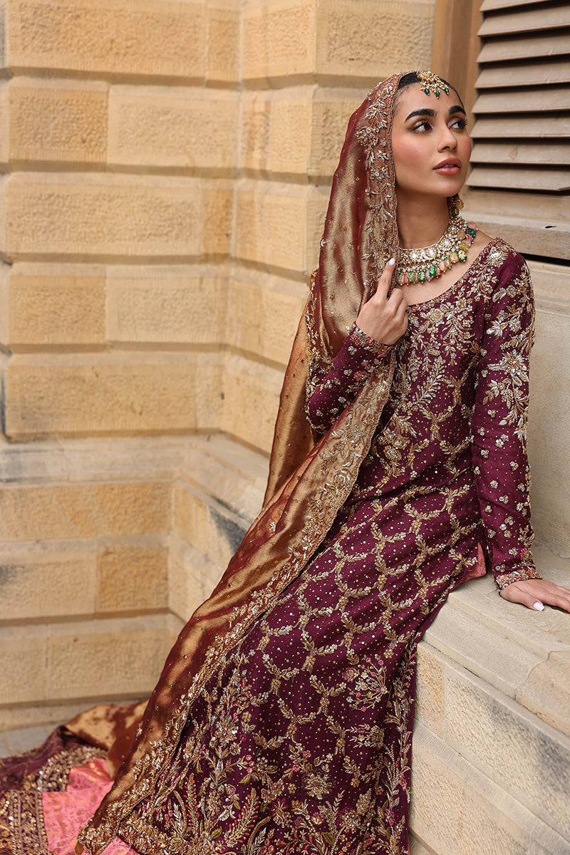 Indian Plum Zardozi Silk Net Bridal Lehenga (3-Piece) - Image 2
