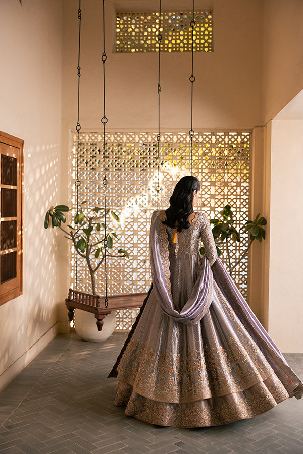 Lavender Zardozi Lame Pishwas Dress (3-Piece) - Image 2
