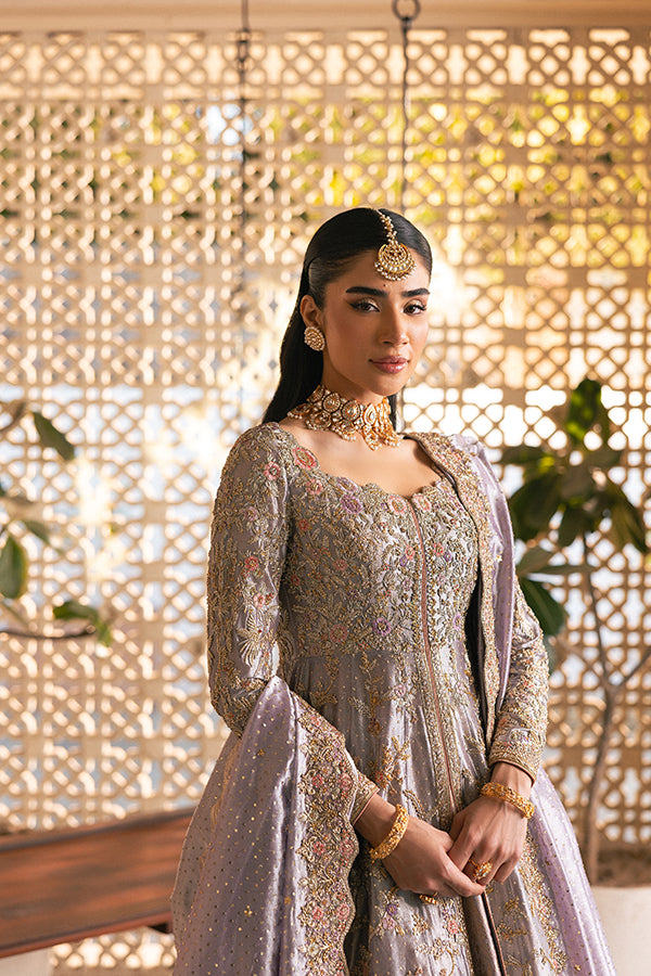 Lavender Zardozi Lame Pishwas Dress (3-Piece) - Image 8