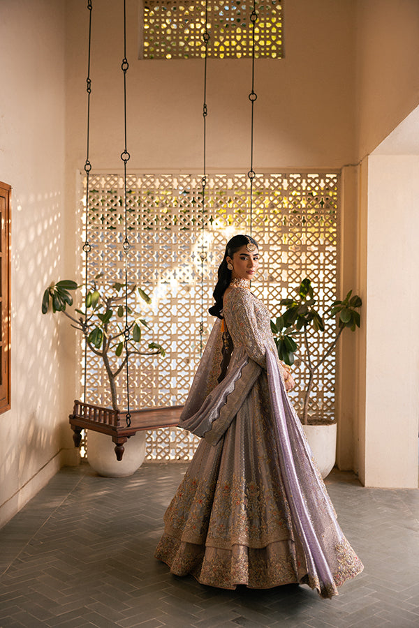 Lavender Zardozi Lame Pishwas Dress (3-Piece) - Image 9