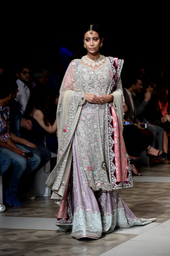 Lilac Zardozi Jamawar Lehenga Set (3-Piece) - Image 3