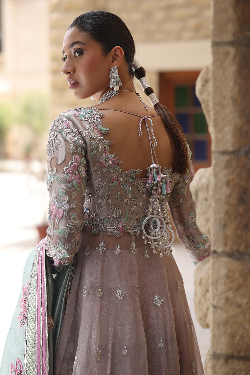 Pakistani Lilac Zardozi Meysuri Organza Peshwas Lehenga (3-Piece) - Image 5