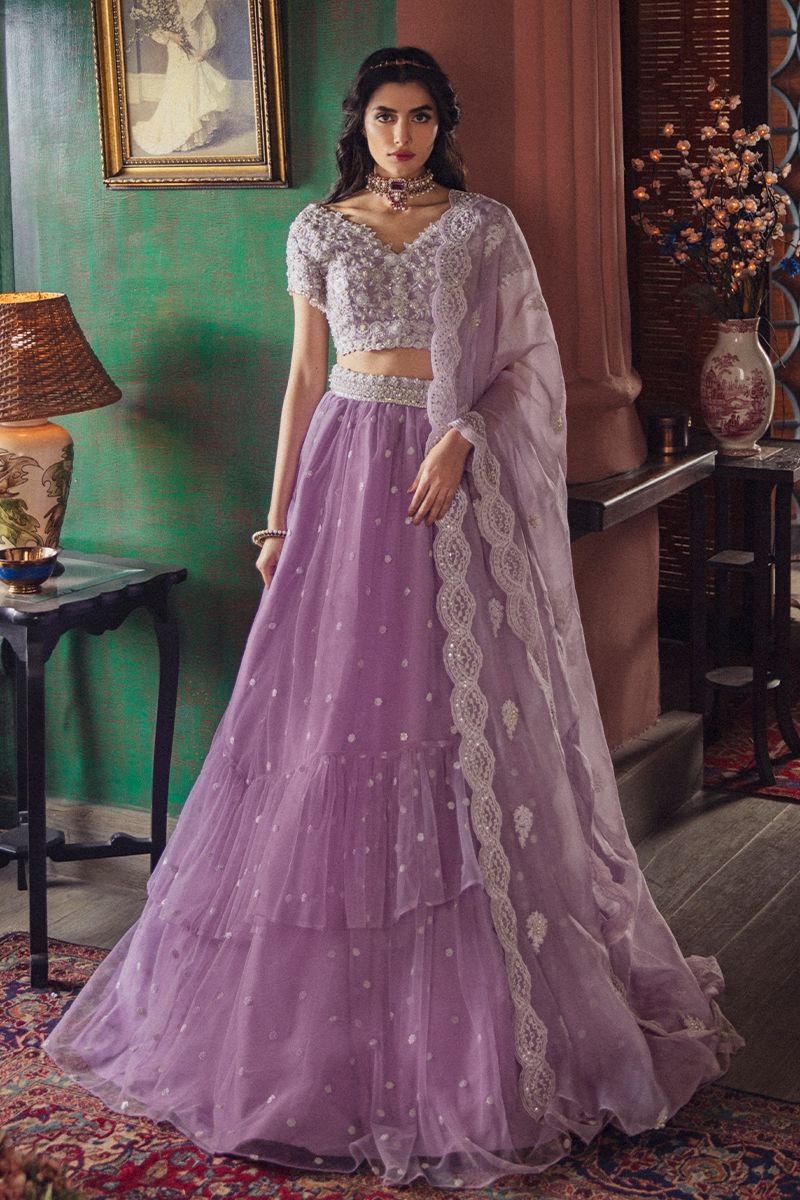 Pakistani Lilac Embellished Moonlight Lehenga Set (3-Piece) - Image 1