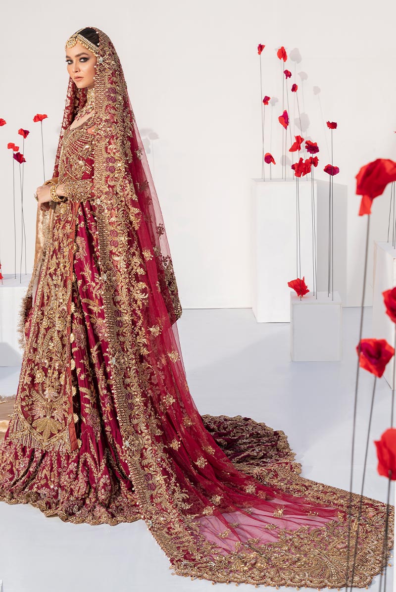 Plum Embroidered Net Farshi Lehenga (3-Piece) - Image 5