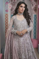 Pakistani Lavender Embellished Net Kalidar Lehenga (3-Piece) - Image 8