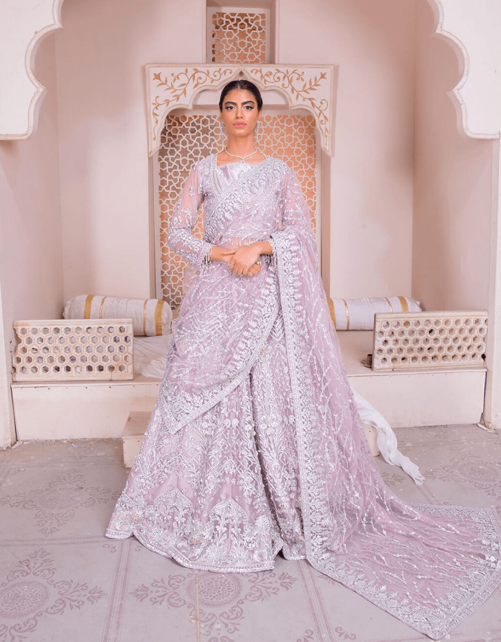 Lilac Embellished Net Lehenga Choli (3-Piece) - Image 1