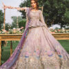 Pakistani Lavender Pink Hand-Painted Bridal Lehenga (3-Piece) - Image 3
