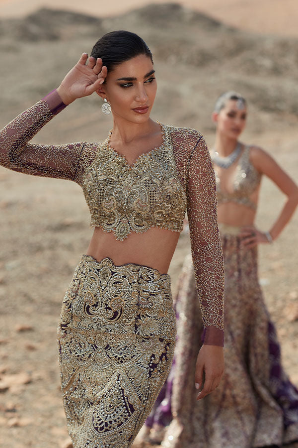 Purple Hand-Embellished Net Lehenga (2-Piece) - Image 2