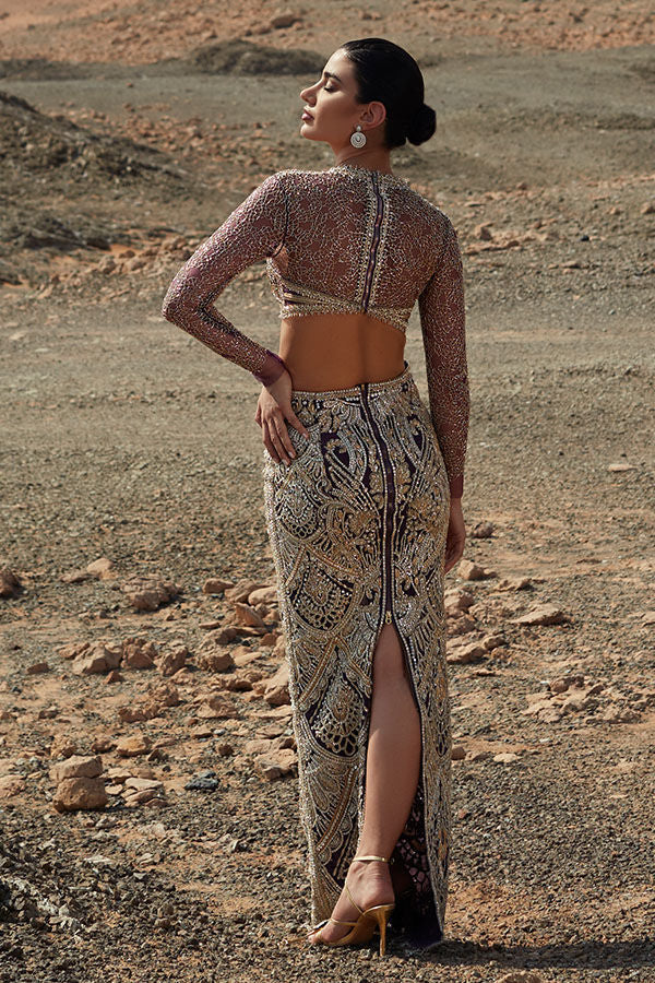 Purple Hand-Embellished Net Lehenga (2-Piece) - Image 3