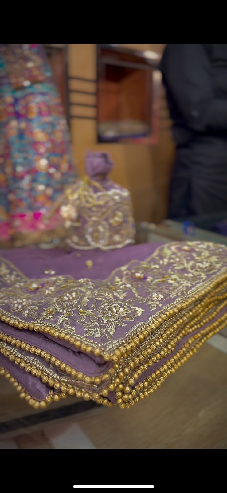 Pakistani Purple Lilac Zardozi Net Lehenga Set (3-Piece) - Image 2