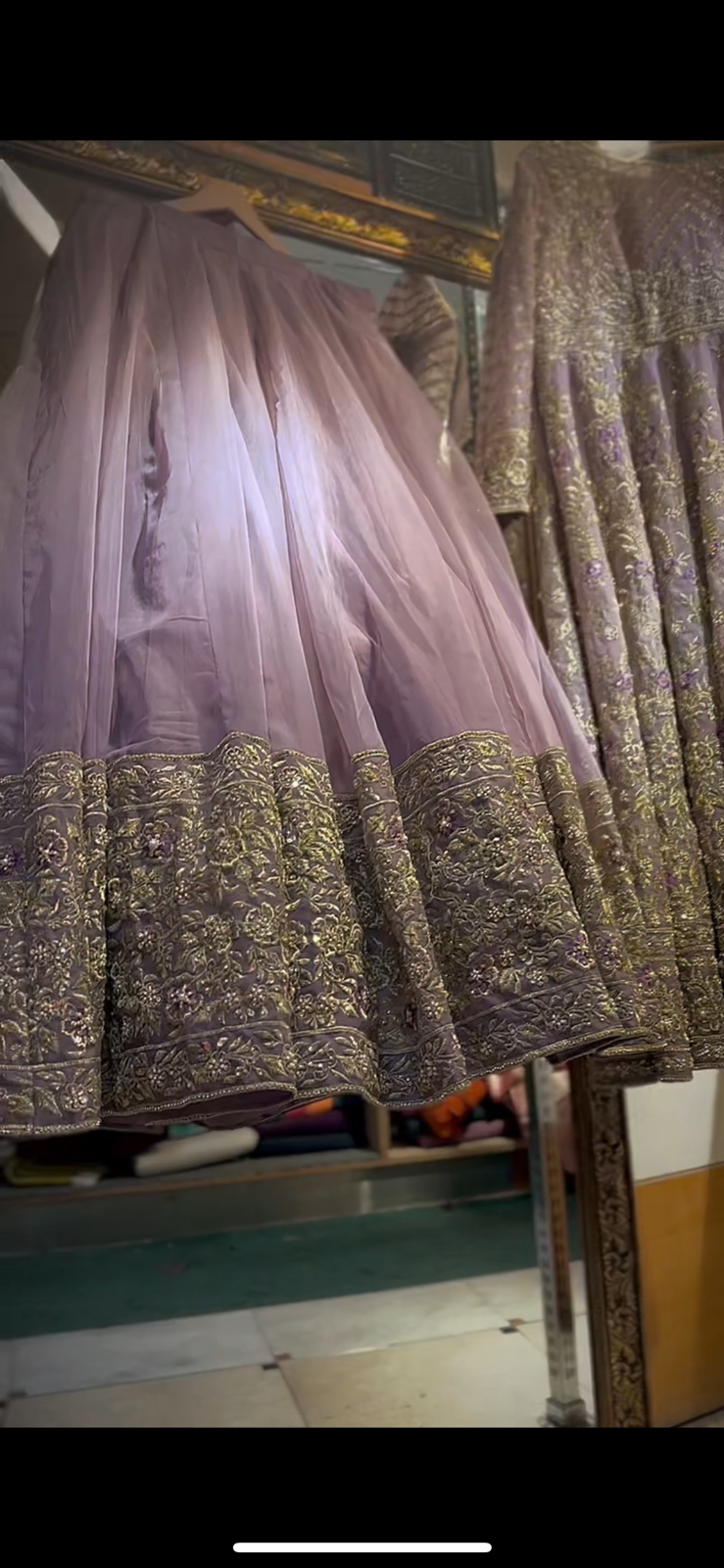 Pakistani Purple Lilac Zardozi Net Lehenga Set (3-Piece) - Image 3