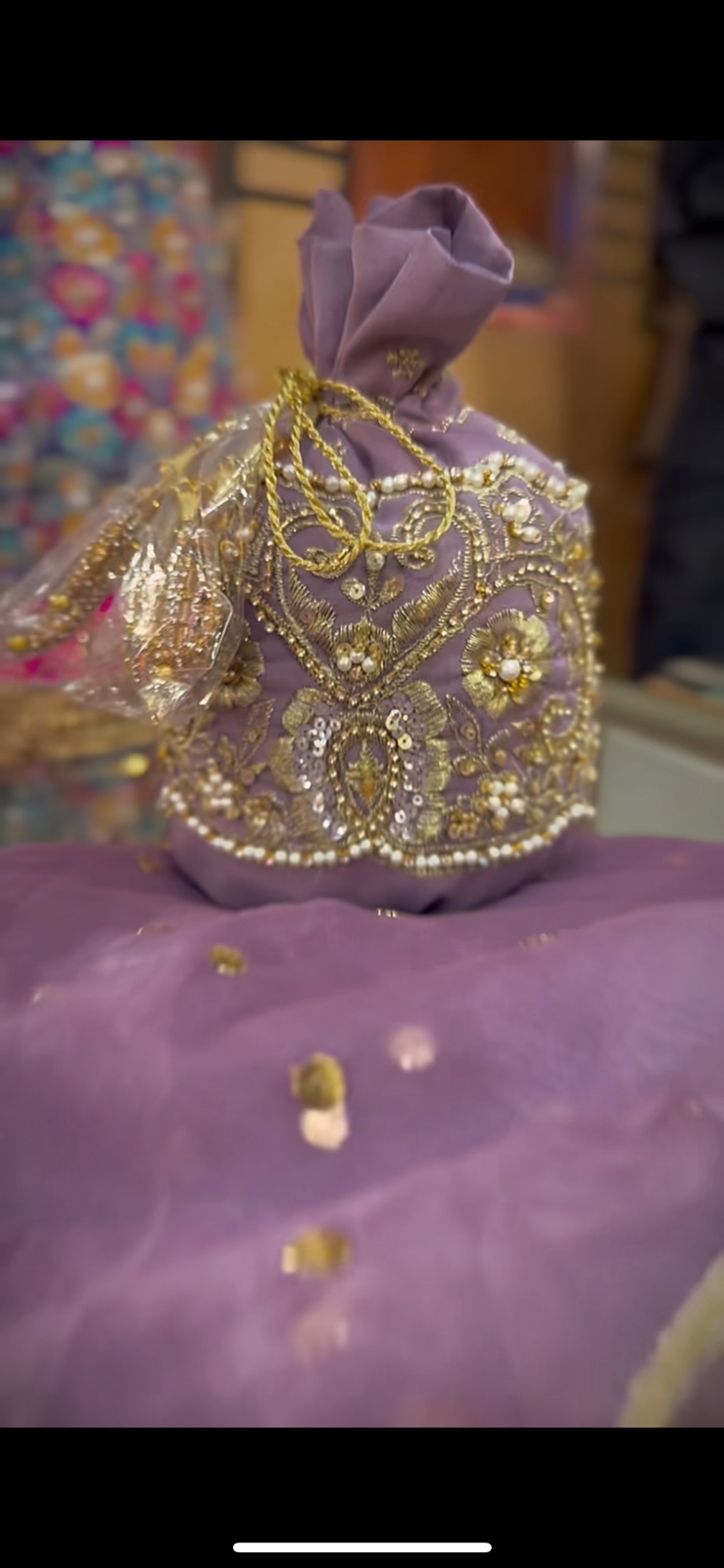 Pakistani Purple Lilac Zardozi Net Lehenga Set (3-Piece) - Image 5