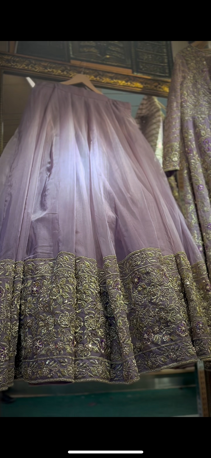 Pakistani Purple Lilac Zardozi Net Lehenga Set (3-Piece) - Image 6