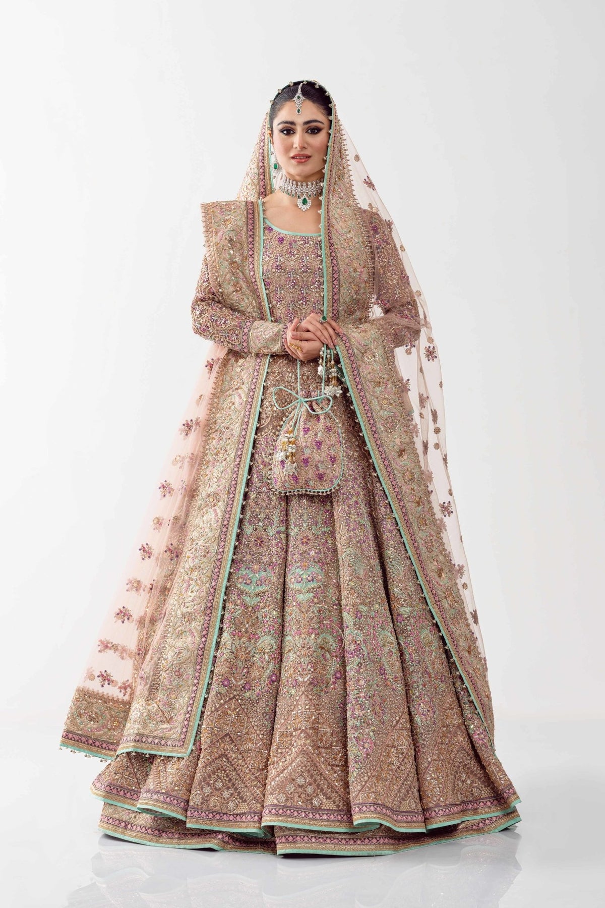 Lavender Embellished Net Anarkali Lehenga (3-Piece) - Image 1